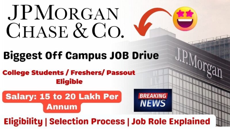 Job Openings at J.P. Morgan for Entry-Level Freshers